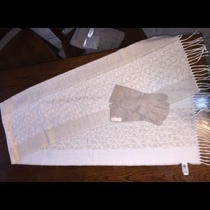 Calvin Klein Logo Scarf and Gloves